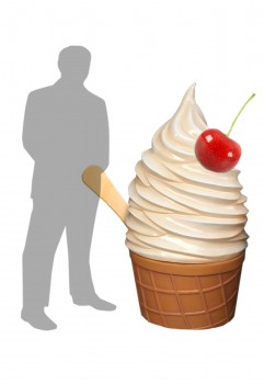 Vanilla Ice Cream Cone with Cherry