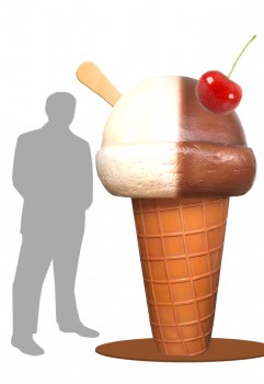Ice Cream Cone with Cherry and Wafer
