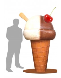 Ice Cream Cone with Cherry and Wafer