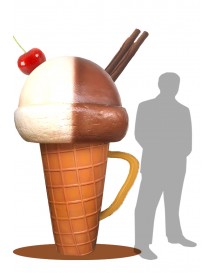 Ice Cream Cone with Cherry, Chocolate Stick and Handle
