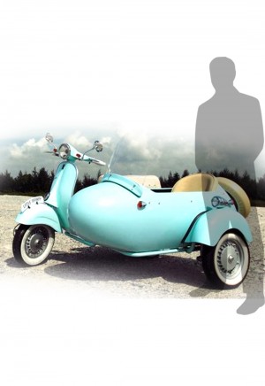 Vespa With Side Car Blue