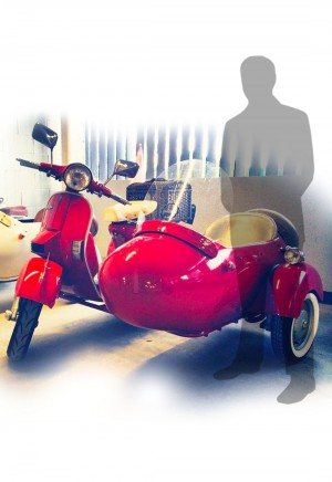 Vespa with Side Car Red